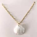 Gold Color Stainless Steel Natural Shell Scallop Pendant Necklace Mother of Pearl 1