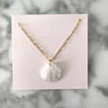 Gold Color Stainless Steel Natural Shell Scallop Pendant Necklace Mother of Pearl 2