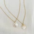 Gold Color Stainless Steel Natural Shell Scallop Pendant Necklace Mother of Pearl 3