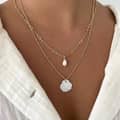 Gold Color Stainless Steel Natural Shell Scallop Pendant Necklace Mother of Pearl 4