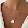 Gold Color Stainless Steel Natural Shell Scallop Pendant Necklace Mother of Pearl 5