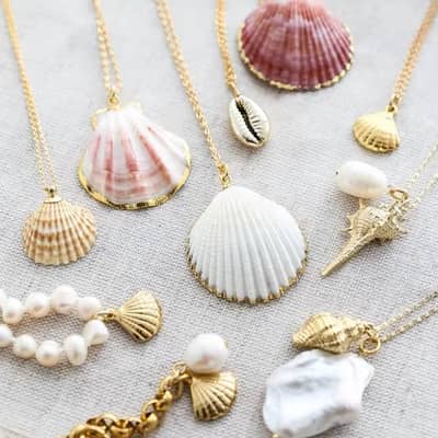Gold Color Stainless Steel Natural Shell Scallop Pendant Necklace Mother of Pearl detail 6