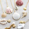 Gold Color Stainless Steel Natural Shell Scallop Pendant Necklace Mother of Pearl 6