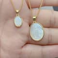 White Virgin Mary Pendant Necklace Natural Mother Pearl Shell Charm Gold Plating Religious Jewelry Brass 1
