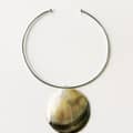 Natural Big Round Mother of Pearl Pendant Choker Stainless Steel Necklace Silver Gold Bohemian Accessories 2