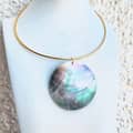 Natural Big Round Mother of Pearl Pendant Choker Stainless Steel Necklace Silver Gold Bohemian Accessories 3