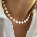Gold Plated Natural Mother of Pearl Choker Necklace Stainless Steel Floral Beaded Collar 5