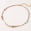 INS Style Red Patterned Stone Natural Pearl Necklace Waterproof Titanium Steel Bead Necklace 1