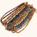 Retro Light Luxury Natural Stone Bead Necklace Waterproof Stainless Steel Separated Bead Necklace 2
