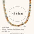 Retro Light Luxury Natural Stone Bead Necklace Waterproof Stainless Steel Separated Bead Necklace 3