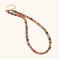 Retro Light Luxury Natural Stone Bead Necklace Waterproof Stainless Steel Separated Bead Necklace 4