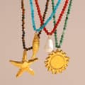 INS Style Natural Stone Sun Starfish Salmon Pearl Pendant Necklace Stainless Steel 18K Gold Bead Jewelry 1