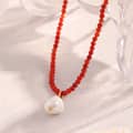 INS Style Natural Stone Sun Starfish Salmon Pearl Pendant Necklace Stainless Steel 18K Gold Bead Jewelry 4