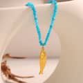 INS Style Natural Stone Sun Starfish Salmon Pearl Pendant Necklace Stainless Steel 18K Gold Bead Jewelry 5