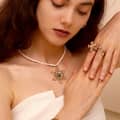 INS Style Petal Pendant Handmade Natural Stone Necklace Stainless Steel Plated 18K Gold Necklace 3