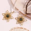 INS Style Petal Pendant Handmade Natural Stone Necklace Stainless Steel Plated 18K Gold Necklace 5