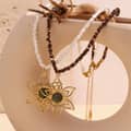 INS Style Petal Pendant Handmade Natural Stone Necklace Stainless Steel Plated 18K Gold Necklace 6