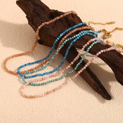 INS Style Natural Stone Handmade Colorful Bead Necklace detail 3