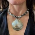 Oversized Natural Seashell Pendant Necklace On Stainless Steel Chain 1