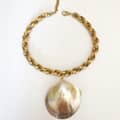 Oversized Natural Seashell Pendant Necklace On Stainless Steel Chain 2