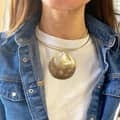 Oversized Natural Seashell Pendant Necklace On Stainless Steel Chain 5