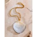 Ocean Series Geometric Stainless Steel Big Shell Pearl Pendant Necklace 4