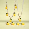 18K Gold Plated Lemon Daisy Shell Bead Pearl Resin Pendant Necklace Stainless Steel 3