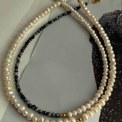Stylish Natural Pearl Necklace 18K Gold Stainless Steel With Star Pendant detail 2
