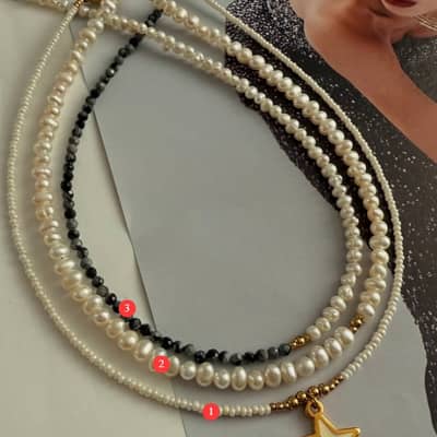 Stylish Natural Pearl Necklace 18K Gold Stainless Steel With Star Pendant detail 4