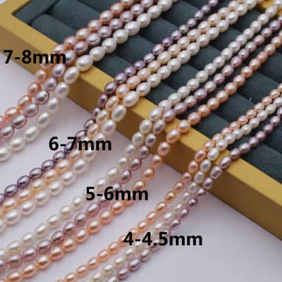 Strong Light 2-9mm Meter Shaped Natural Freshwater Pearl Loose Pearl Handmade Necklace Set detail 2