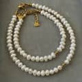 Trendy Natural Pearl Beads Necklace And Earrings 18K Gold Plated Stainless Steel Pearl Bracelet 2