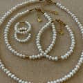 Trendy Natural Pearl Beads Necklace And Earrings 18K Gold Plated Stainless Steel Pearl Bracelet 3