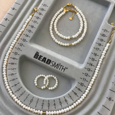 Trendy Natural Pearl Beads Necklace And Earrings 18K Gold Plated Stainless Steel Pearl Bracelet detail 4