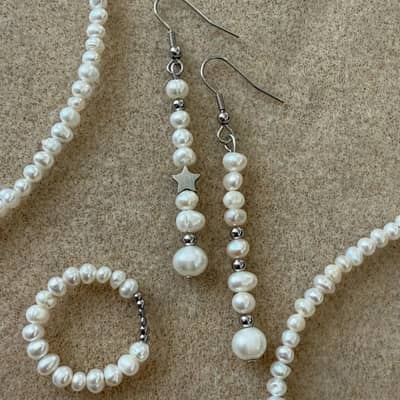 Freshwater Pearl Necklace Stainless Steel Beads With Star Pearl 18K Gold Jewelry detail 3