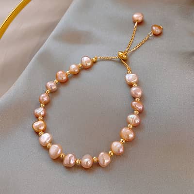 INS Style Freshwater Pearl Bracelet Adjustable Handmade Purple Pearls Bracelet Party Gift detail 1