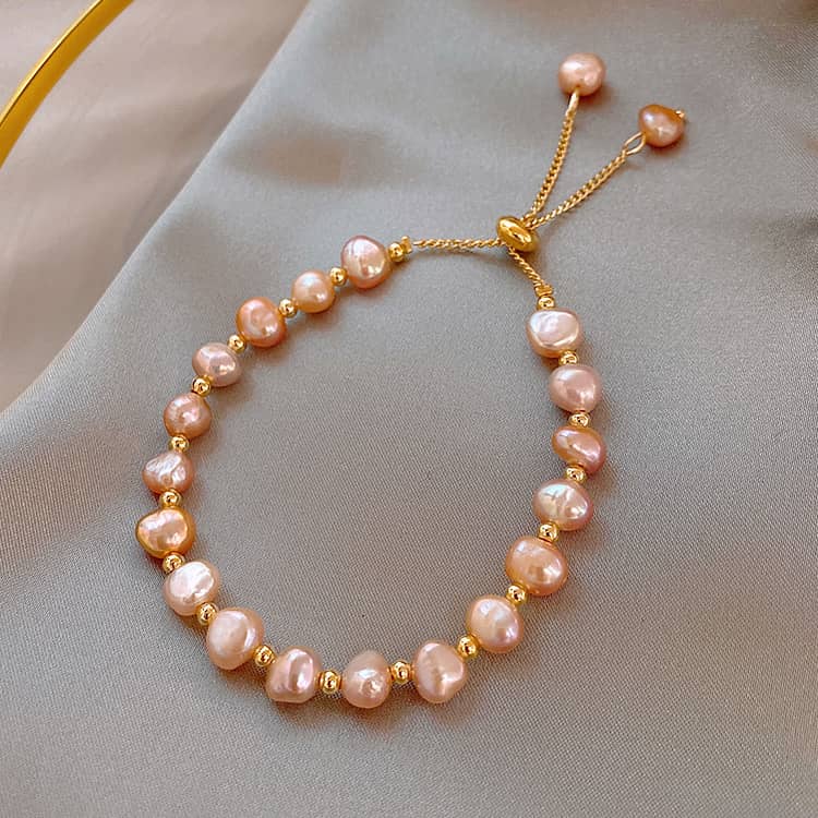 INS Style Freshwater Pearl Bracelet Adjustable Handmade Purple Pearls Bracelet Party Gift - main