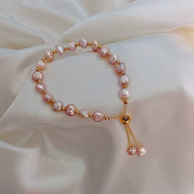 INS Style Freshwater Pearl Bracelet Adjustable Handmade Purple Pearls Bracelet Party Gift detail 2