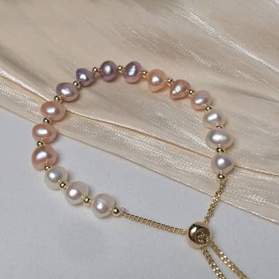INS Style Freshwater Pearl Bracelet Adjustable Handmade Purple Pearls Bracelet Party Gift detail 3
