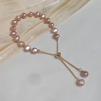 INS Style Freshwater Pearl Bracelet Adjustable Handmade Purple Pearls Bracelet Party Gift detail 4