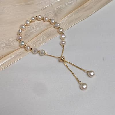 INS Style Freshwater Pearl Bracelet Adjustable Handmade Purple Pearls Bracelet Party Gift detail 5