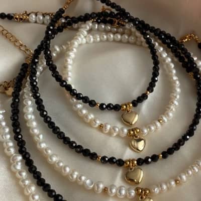 Natural Pearl Necklace Stainless Steel Beads With Heart Pendant 18K Gold Jewelry detail 4