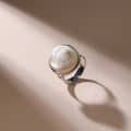 Minimalist White Shell Ring with Copper Bezel Adjustable Wedding Jewelry 1