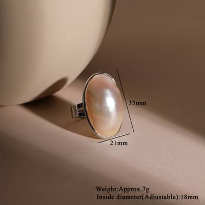 Elegant Mapei Shell Ring Copper Bezel Adjustable Romantic Daily Wear Wedding Party Gift detail 3