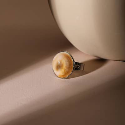 Romantic Silver Bezel Setting Natural Sea Shell Adjustable Ring Wedding Anniversary Gift Copper Gold Plated detail 6