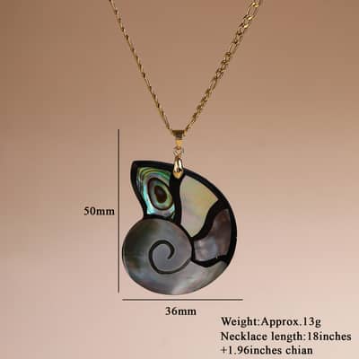 Luxury Natural White Yellow Shell Abalone Pendant Claw Setting Inlay Gold Plated Copper Chain Necklace detail 3