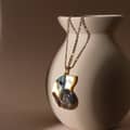 Luxury Natural White Yellow Shell Abalone Pendant Claw Setting Inlay Gold Plated Copper Chain Necklace 5