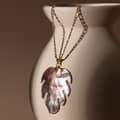Bohemian White Grey Purple Shell Leaf Pendant Necklace Copper Chain Claw Setting Wedding Anniversary 4
