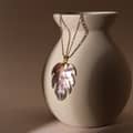 Bohemian White Grey Purple Shell Leaf Pendant Necklace Copper Chain Claw Setting Wedding Anniversary 6