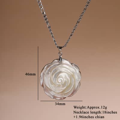 Elegant Natural White Shell Flower Pendant Necklace Silver Gold Copper Chain Daily Jewelry detail 3