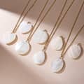 White Shell Pendant Necklace Copper Chain Loose Stone Claw Setting Wedding Engagement Party 1